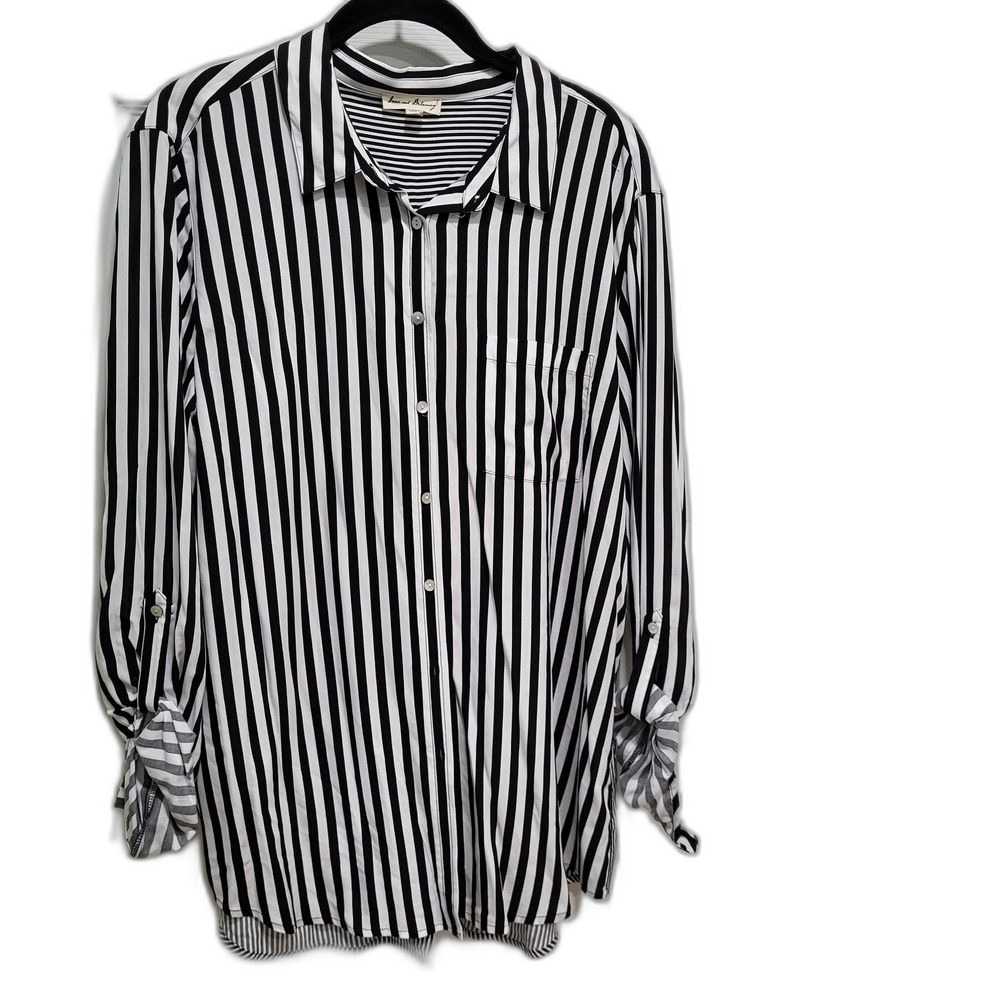 Black and White Striped Button Down Shirt